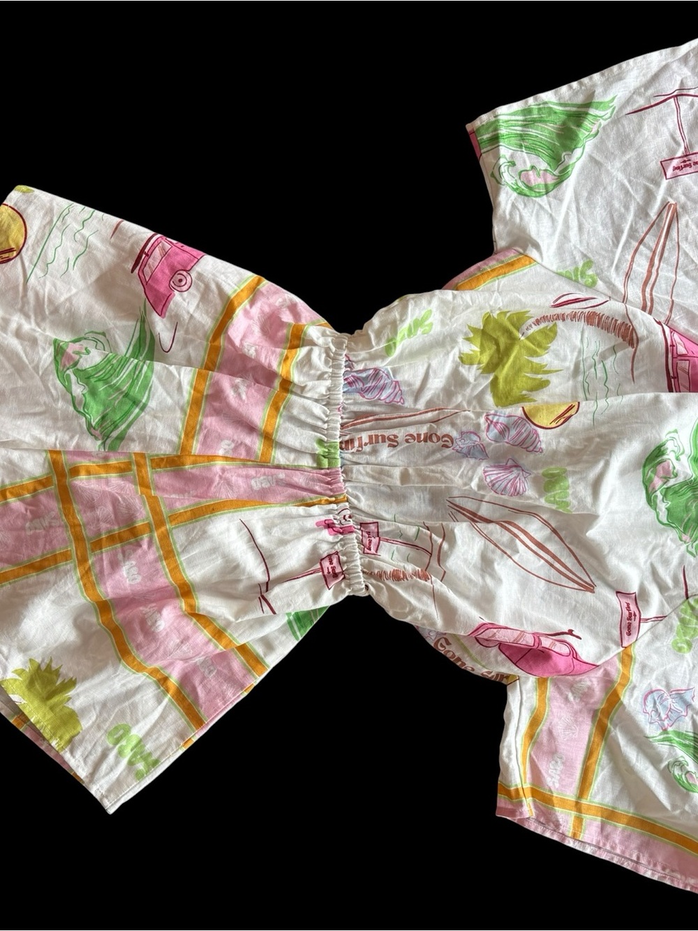 SABO Linen Pink & White Printed Cutout Romper with Tie Waist - Picture 4 of 10
